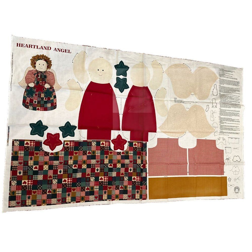 Cranston VIP Heartland Calico Angel Doll Panel Fabric Cotton Made In USA